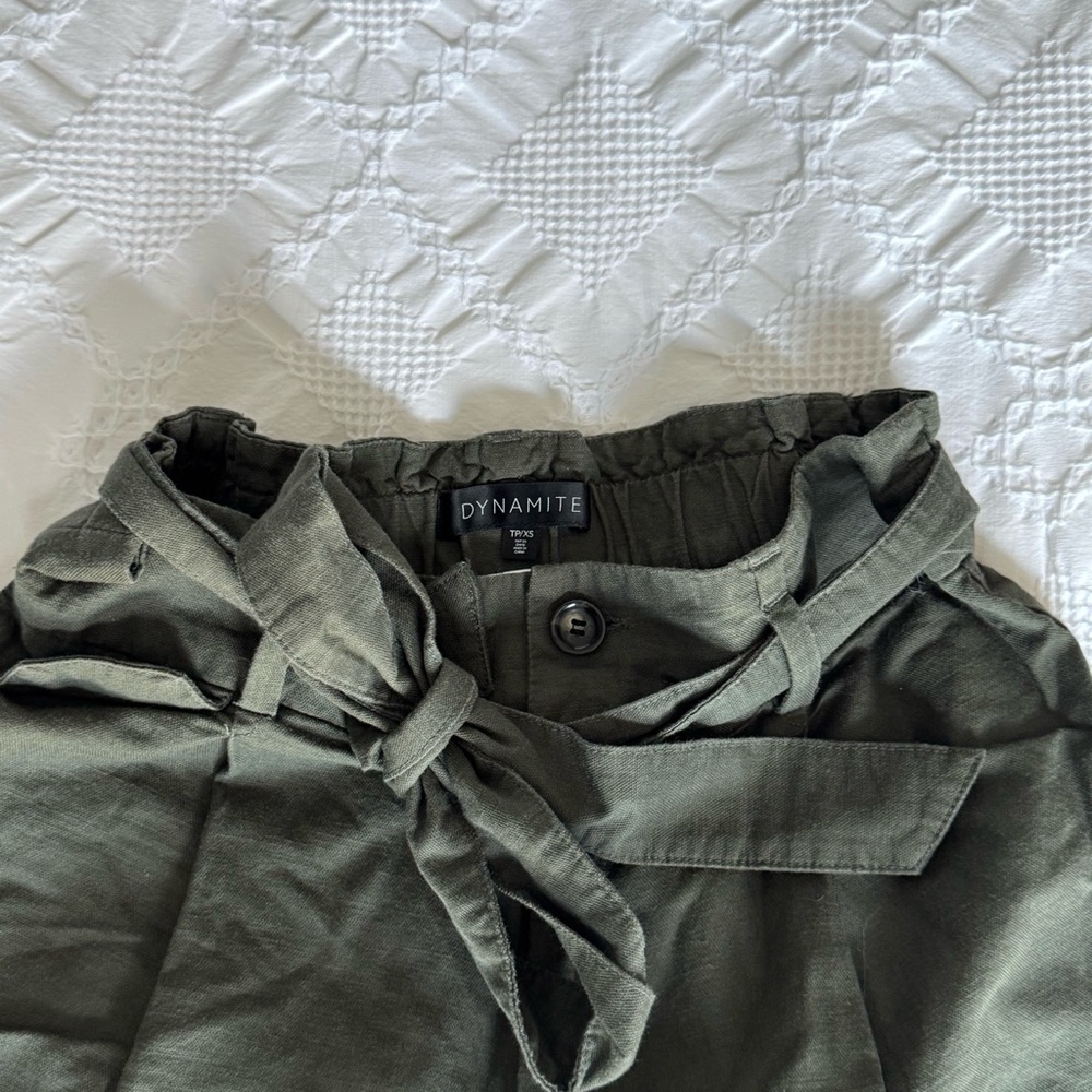 Dynamite Khaki Tie-Waist Trousers